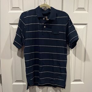 New in bag Orvis Navy Polo with White Stripes